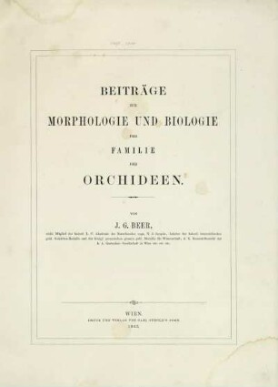 Beiträge zur Morphologie und Biologie der Familie der Orchideen