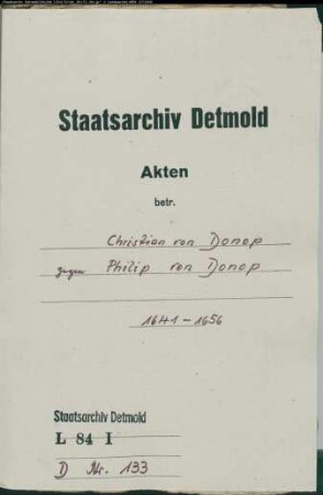 von Donop, Hans Christian gegen Philipp von Donop - Schuldforderung u. a.