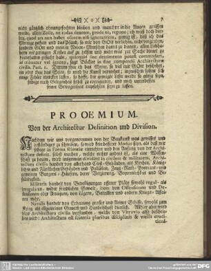 Prooemium. Von der Architectur Definition und Division