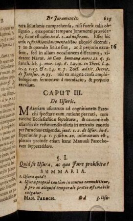 625, Materiam usurarum ad cognitionem Parochi ...