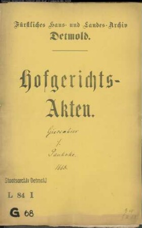 Giesenbier, Johann zu Salzuflen gegen Bartold Pankoke zu Wülfer - Schuldforderung