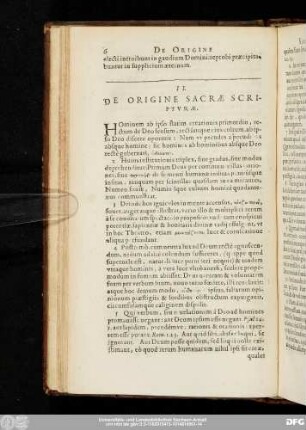 II. De Origine Sacrae Scripturae.