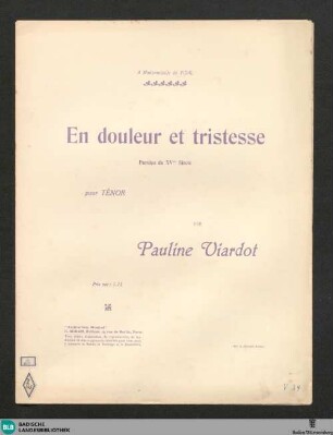 En douleur et tristesse : pour ténor