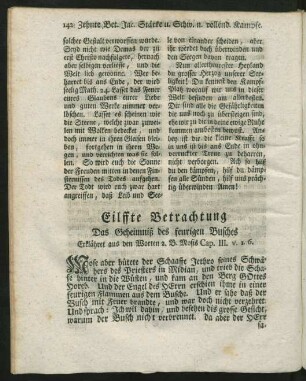 Eilffte Betrachtung Das Geheimniß des feurigen Busches