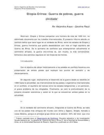 Etiopía-Eritrea : guerra de pobres, guerra olvidada