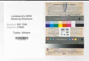 Entnazifizierung Wilhelm Toeller , geb. 28.05.1896 (Bahnkuecheneinkaeufer)