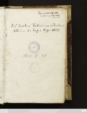 Album des Jacobus Fabricius : Stammbuch Jakob Fabricius