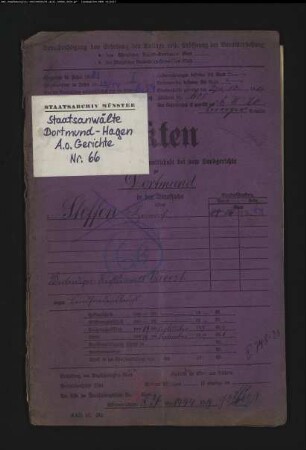 Landfriedensbruch (Plünderungen in Hombruch am 02.07.1919) Steffen, Heinrich