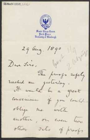 Brief an B. Schott's Söhne : 29.08.1890