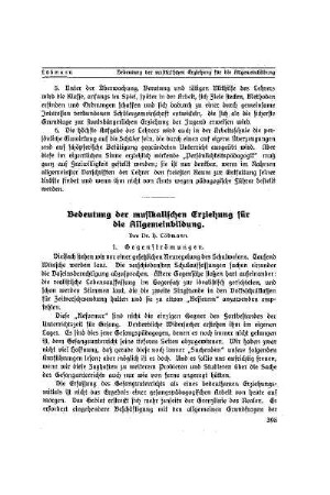Bedeutung der musikalischen Erziehung für die Allgemeinbildung
