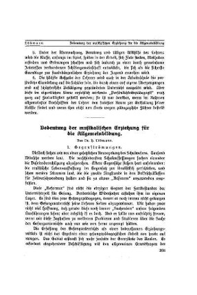 Bedeutung der musikalischen Erziehung für die Allgemeinbildung