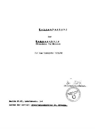 1939/40: Jahresbericht der Hansaschule, Oberschule für Mädchen ... - 1939/40
