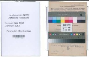 Entnazifizierung Bernhardine Emmerich , geb. 21.10.1883 ()