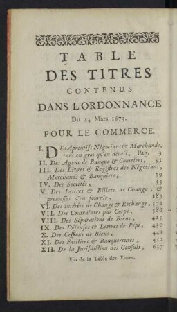 Table des titres