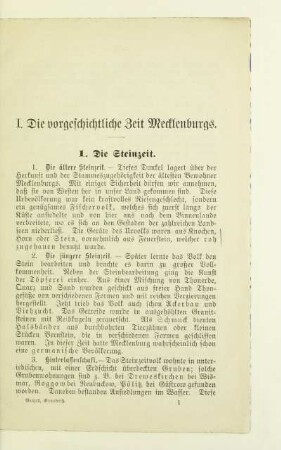 I. Die vorgeschichtliche Zeit Mecklenburgs