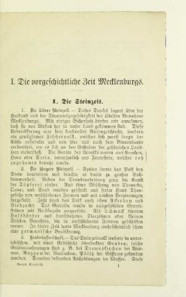 I. Die vorgeschichtliche Zeit Mecklenburgs