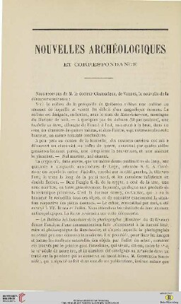 Nouvelles archéologiques et correspondance