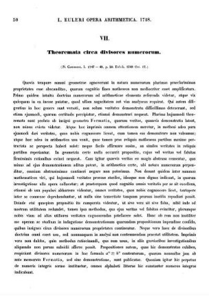 VII. Theorema circa divisores numerorum.