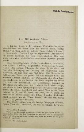 § 1. Die Anfänge Roms (753) - 510 v. Chr.