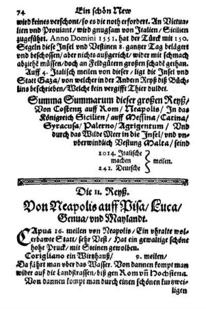 Die 11. Reyß. Von Neapolis auff Genua, Mayland.