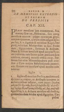 De Mensuris Externis Et Primum De Persicis Cap. XII.