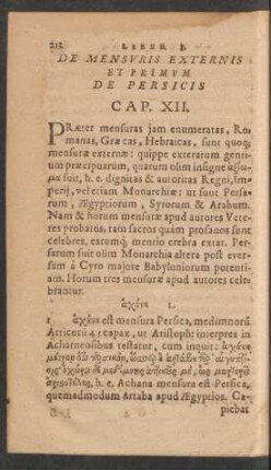 De Mensuris Externis Et Primum De Persicis Cap. XII.