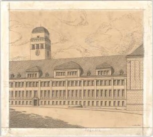 Billing, Hermann; Freiburg / Breisgau (Baden-Württemberg); Universität, Kollegiengebäude - Fassade (Perspektive)
