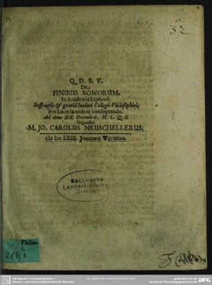 De finibus bonorum ...