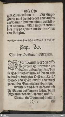 Cap. 20. Von der Obstbäume Artzney