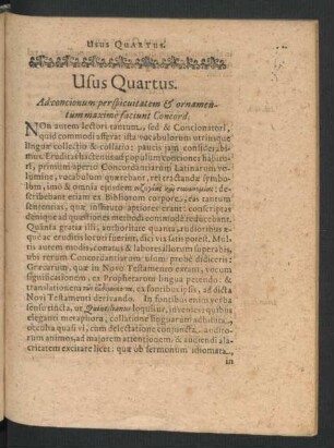 Usus Quartus. Ad concionum perspicuitatem & ornamentum maxime faciunt Concord.