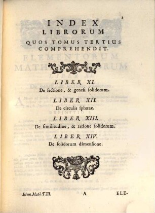 P. F. Fortunatio a Brixia Elementa mathematica. 3. Geometriam solidorum continens. - 1756. - 155 S.