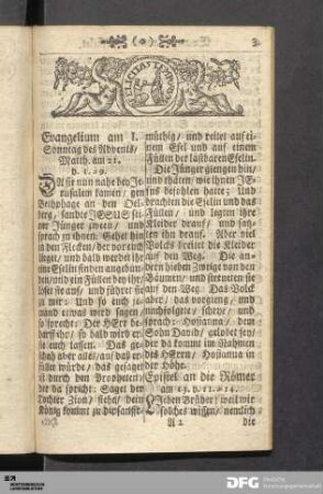 Evangelia und Episteln auf alle Sonntage wie auch auf die Hohe Fest-, Feyer-, und Apostel-Täge.
