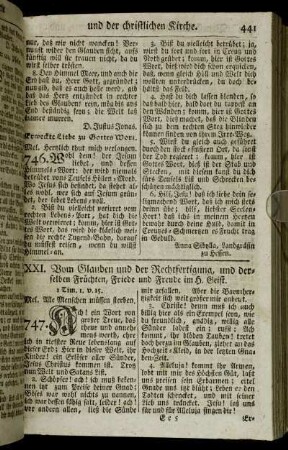 XXI. Vom Glauben und der Rechtfertigung, und derselben Früchten, Friede und Freude im H. Geist.