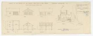 Schmiede für Alfred Eitrich, Klein Eichholz: Ansichten, Grundriss, Längs- und Querschnitt M 1:100, Lageplan M 1:500
