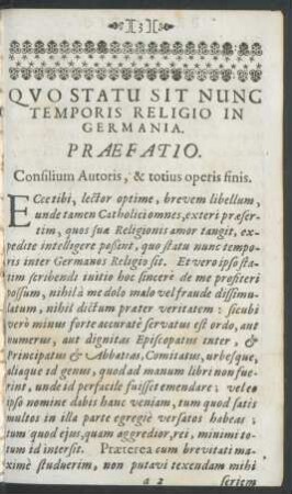 Quo Statu Sit Nunc Temporis Religio In Germania.