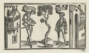 Clinia und Syrus, erstmals erschienen in: "Terentius", Straßburg 1496, fol. LXXXVI