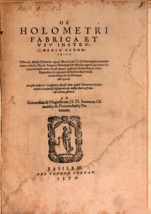 De holometri fabrica et usu instrumento geometrico