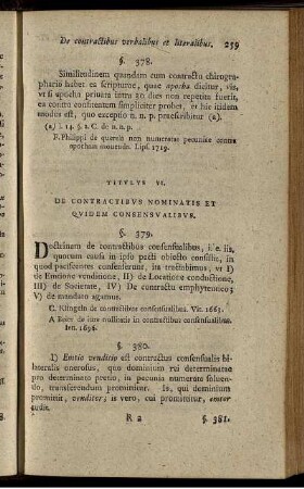 Titulus VI. De Contractibus Nominatis Et Quidem Consensualibus.