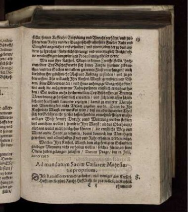 8. Ad mandatum Sacrae Caesareae Maiestatis proprium