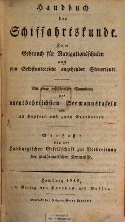 Handbuch der Schiffartskunde ...