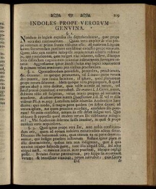 Indoles Prope Verorum Genuina.