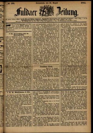 Ausgabe vom Samstag, den 29. August 1885.