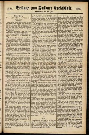 Zweite Ausgabe vom Donnerstag, den 20. Juli 1899.