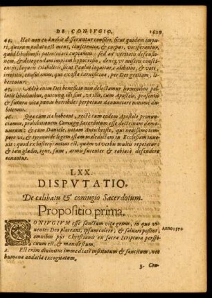 LXX. Disputatio, De coelibatu et coniugio Sacerdotum.