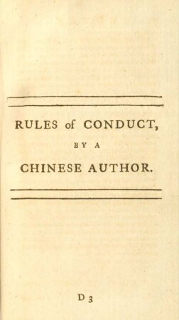 Rules of Conduct, By A Chinese Author