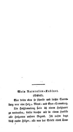 Mein Naturalien-Kabinet : (Schluß)
