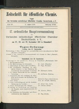Heft XV. 15. August 1912. Jahrgang XVIII.