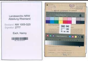 Entnazifizierung Hanny Esch , geb. 03.01.1909 (Kauffrau)