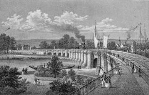 Dresden, Die alte Eisenbahnbrücke (Marienbrücke) von Lohse