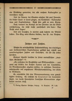 67-86, Zeichen und Zahlen